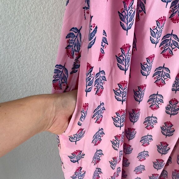 Old Navy Womens Large Floral Tie Back Cutout Maxi Swing Dress Pockets Sleeveless - Picture 8 of 13